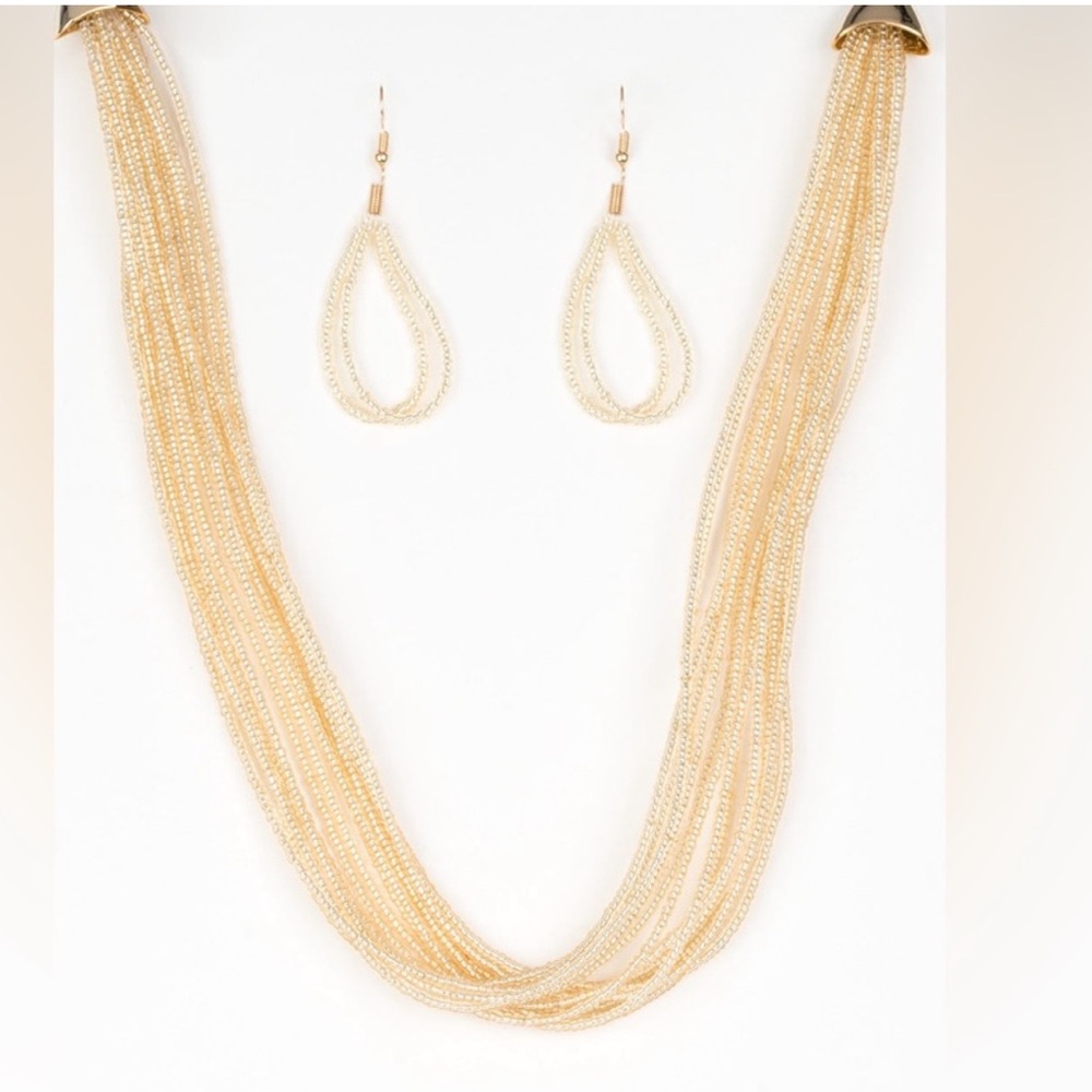 Paparazzi Necklace-Streaming Starlight - Brushed in Golden Shimmer- Seed Bead